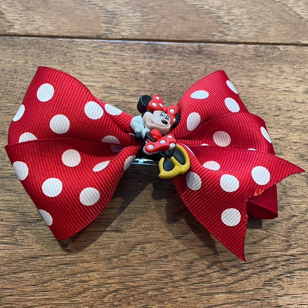 Girls Minnie Mouse Polka Dots Hair Bow - Clip